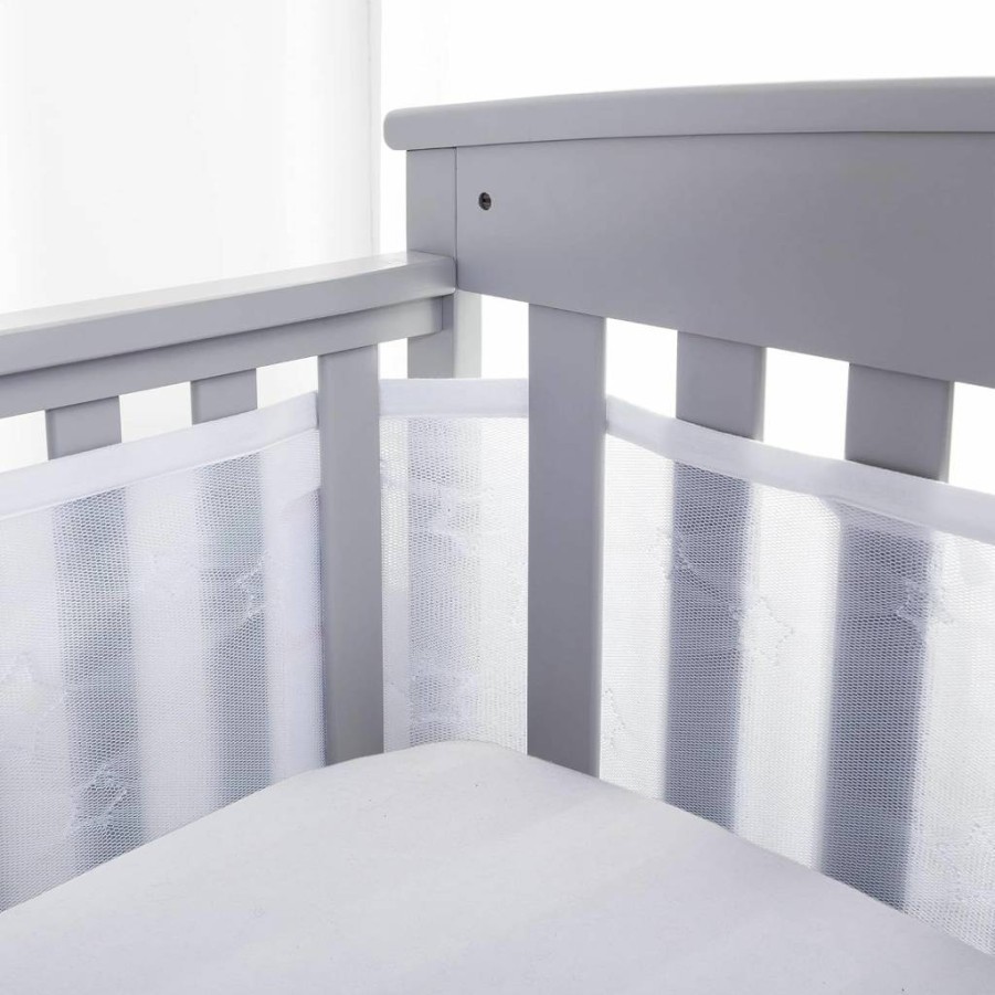 BreathableBaby Deluxe 4mm Mesh Crib Liner for Full-Size Cribs - Green Seaglass, 4FS Size (Covers 3-4 Sides) - Breathable & Safe Crib Mattress Cover