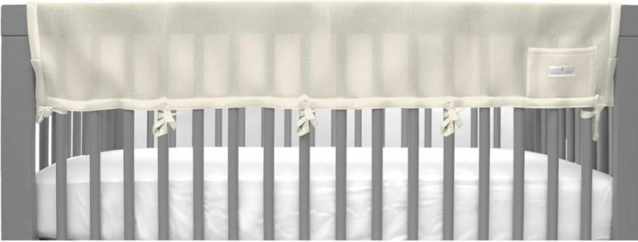 BreathableBaby White Mesh Crib Rail Guard Teething Cover – 51 Inch Panel for Full-Size Cribs, Safe & Breathable, Coordinates with Short Panels - Ecru