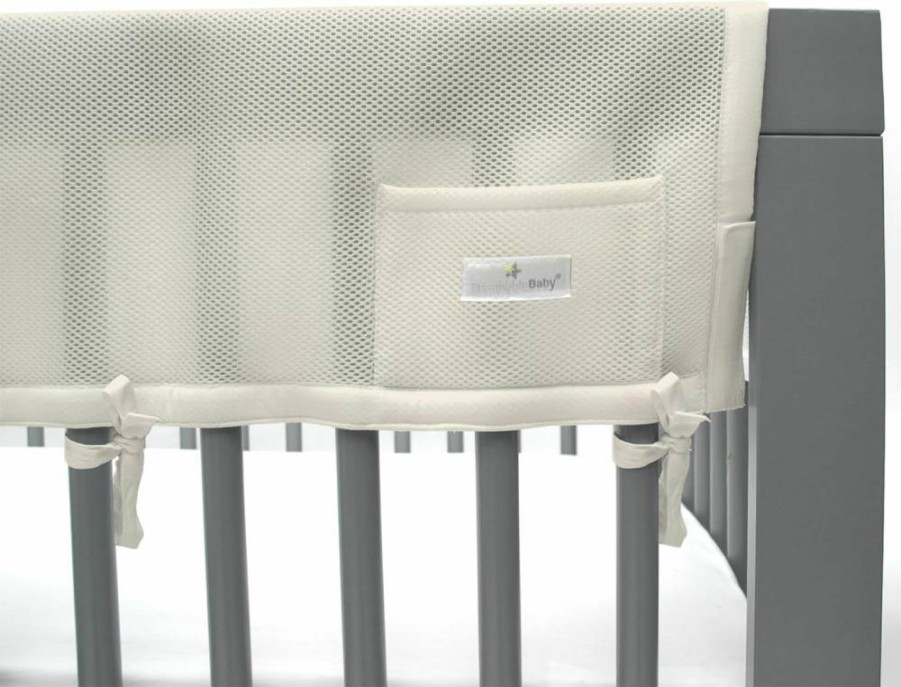 BreathableBaby White Mesh Crib Rail Guard Teething Cover – 51 Inch Panel for Full-Size Cribs, Safe & Breathable, Coordinates with Short Panels - Ecru