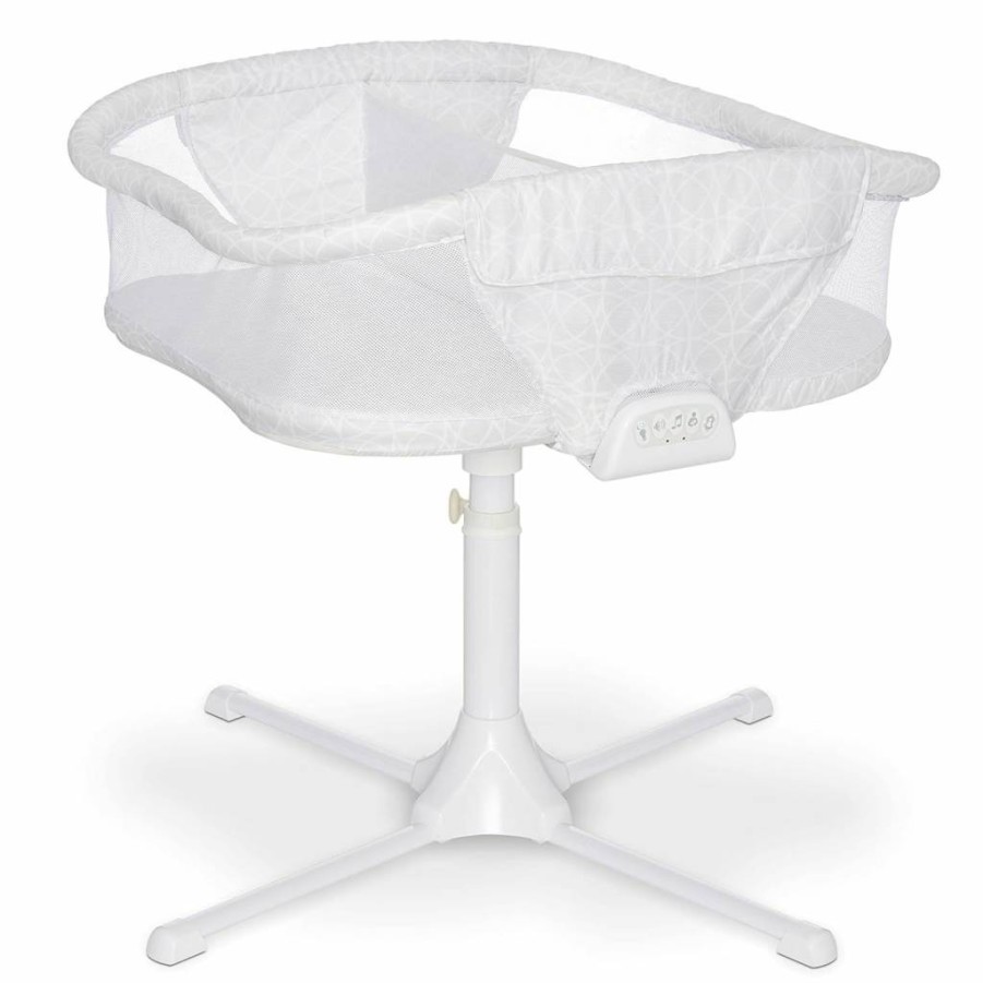 HALO Premiere Series Twin Sleeper Bassinet – Adjustable Bedside Double Bassinet with Soothing Center, Vibration, Lullabies & Sounds, Sand Circle Design
