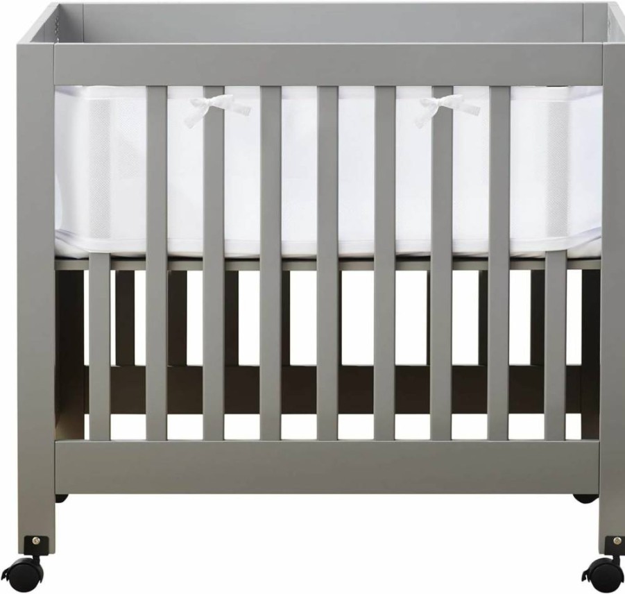 BreathableBaby Deluxe 4mm Mesh Mini Crib Liner - Shell Pink, 4-Sided Safety Bumper for Enhanced Airflow (Fits Mini Cribs Only)