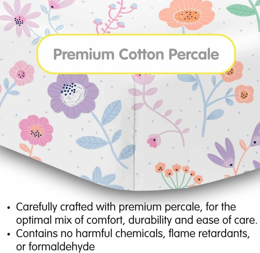 BreathableBaby 2-Pack Cotton Percale Fitted Crib Sheets for 52x28 Inch Mattress, Premium Breathable Toddler Bed Sheets, Prance Design - Soft Nursery Bedding