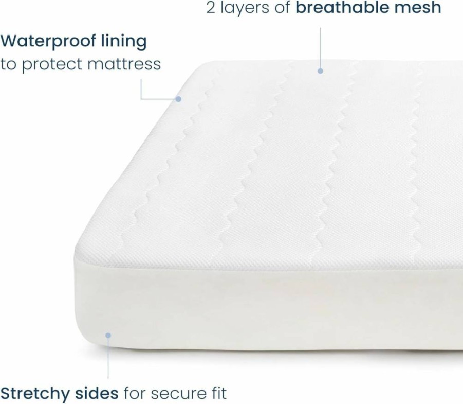 HALO Breathable Waterproof Crib Mattress Cover - Quilted Mesh, Universal Fit for Standard Crib & Toddler Beds, Machine Washable, Easy to Change