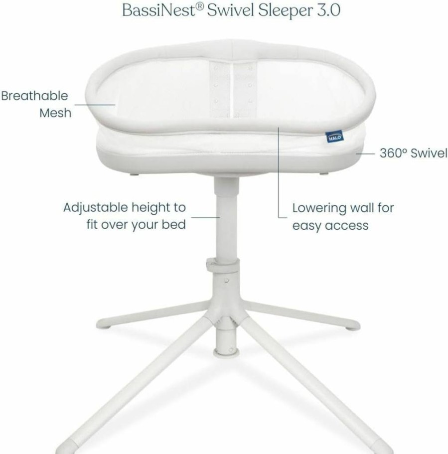 HALO Bassinest 3.0 Smart Swivel Sleeper - Connected Baby Bassinet with Swivel Function