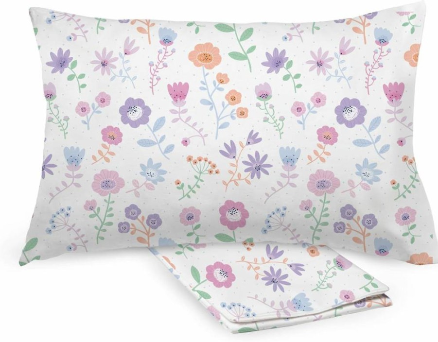 BreathableBaby 2-Pack Cotton Percale Toddler Pillowcase, 13x18 Inches (33x46 cm), Soft Bunny Design, Breathable & Hypoallergenic