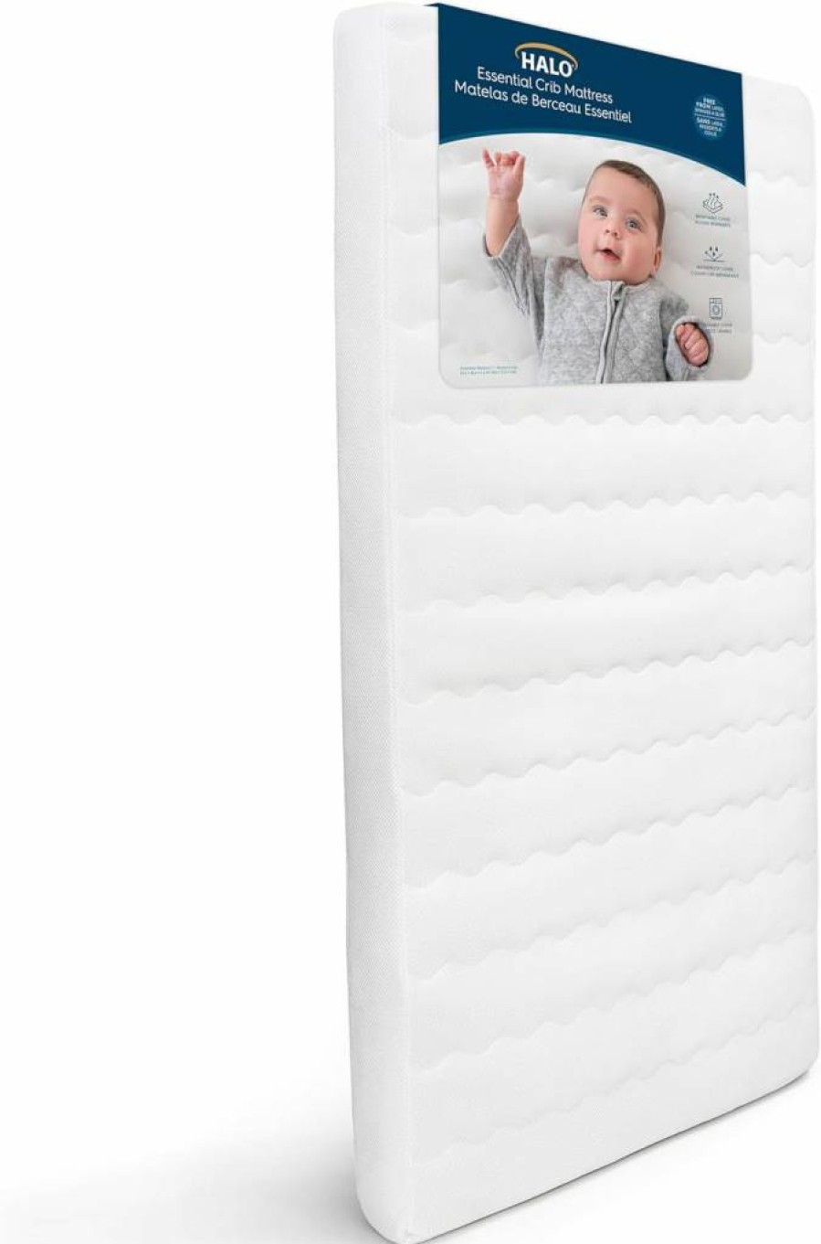 HALO Essential Crib & Toddler Mattress - Breathable, Waterproof, Washable Cover | JPMA & OEKO-TEX Certified | Standard Size 52"x28"x4.5" | Firm Foam Core for Infants 0-4 Years