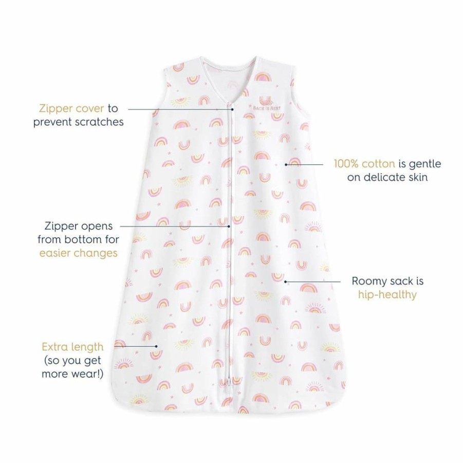 HALO Sleepsack Wearable Blanket for Babies 0-6 Months, 100% Cotton Swaddle Transition Bag, TOG 0.5, Twinkle Pink, Small