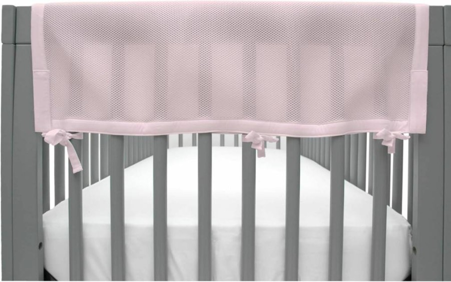 BreathableBaby Light Pink Mesh Crib Rail Guard - 27 Inch Teething Cover for Safe Chewing, 2-Pack Bumper Panel