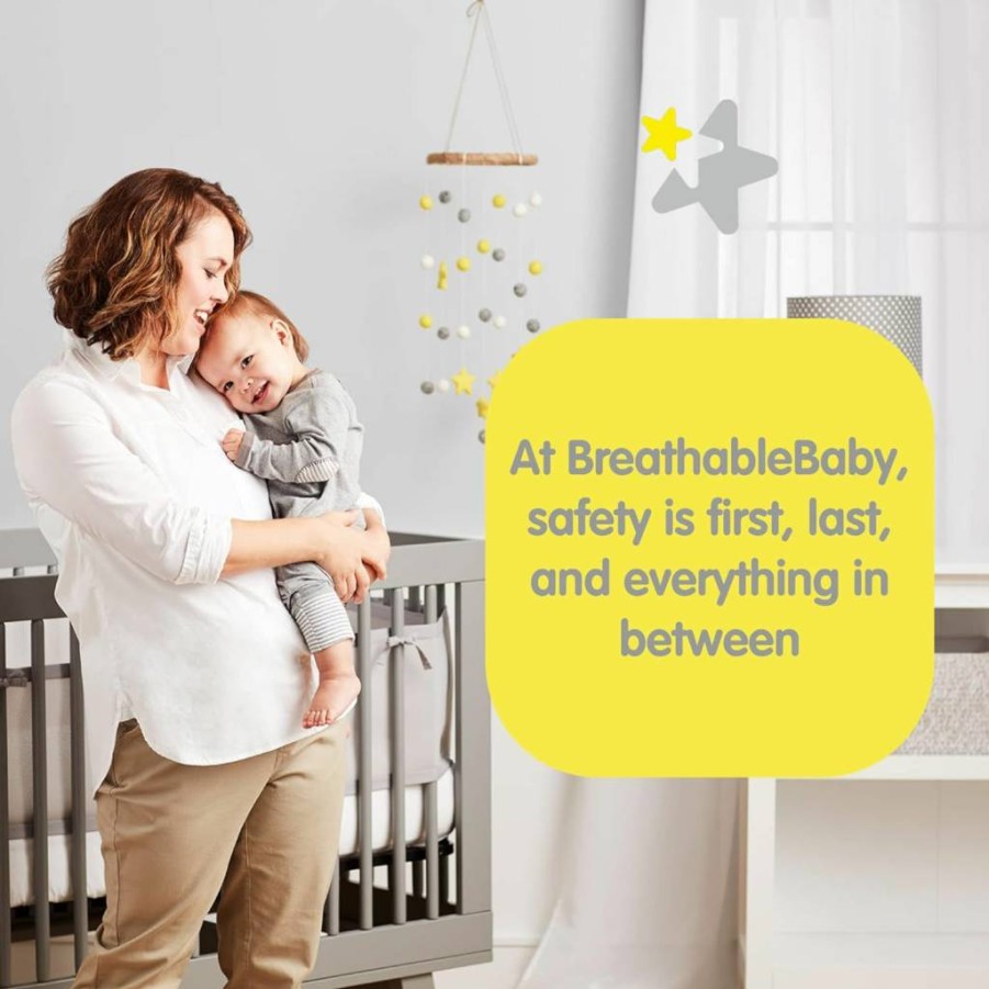 BreathableBaby Deluxe 4mm Mesh Crib Liner for Full-Size Cribs - Green Seaglass, 4FS Size (Covers 3-4 Sides) - Breathable & Safe Crib Mattress Cover