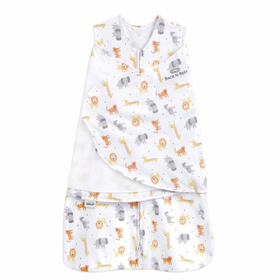HALO 100% Cotton Sleepsack Swaddle for Babies 3-6 Months, 3-Way Adjustable Wearable Blanket with Sunshine Rainbows Design, Tog 1.5, Small Size