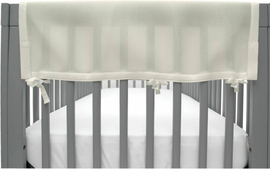 BreathableBaby Mesh Crib Rail Guard Teething Cover - Safe, Breathable, 27-Inch Short Panel (2-Pack) - Ecru