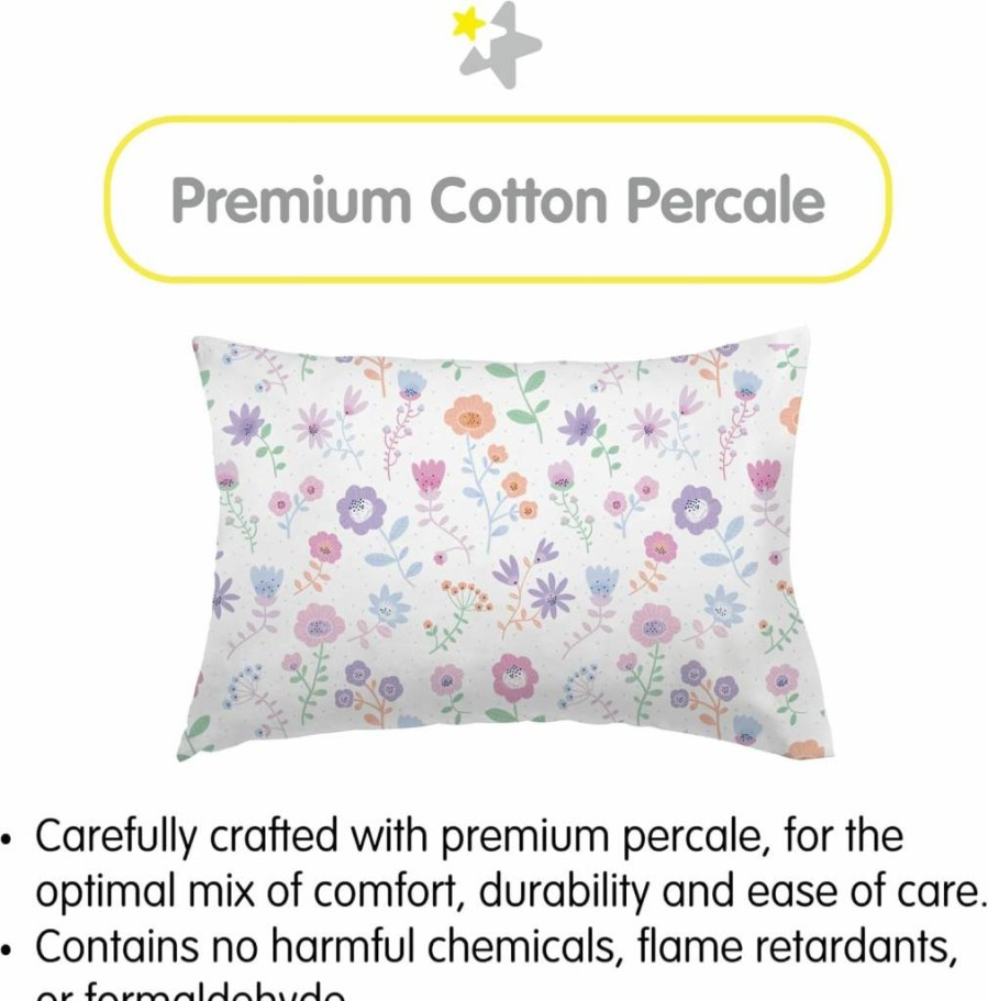 BreathableBaby 2-Pack Toddler Pillowcases, 13x18 Inches (33x46 cm), 100% Cotton Percale, Safari Theme, Breathable & Soft for Baby